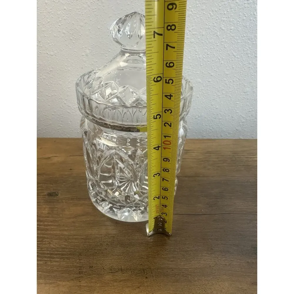 Beautiful Astor Antique Crystal Biscuit Barrel or Candy Jar Diamond Cut 7.5”
